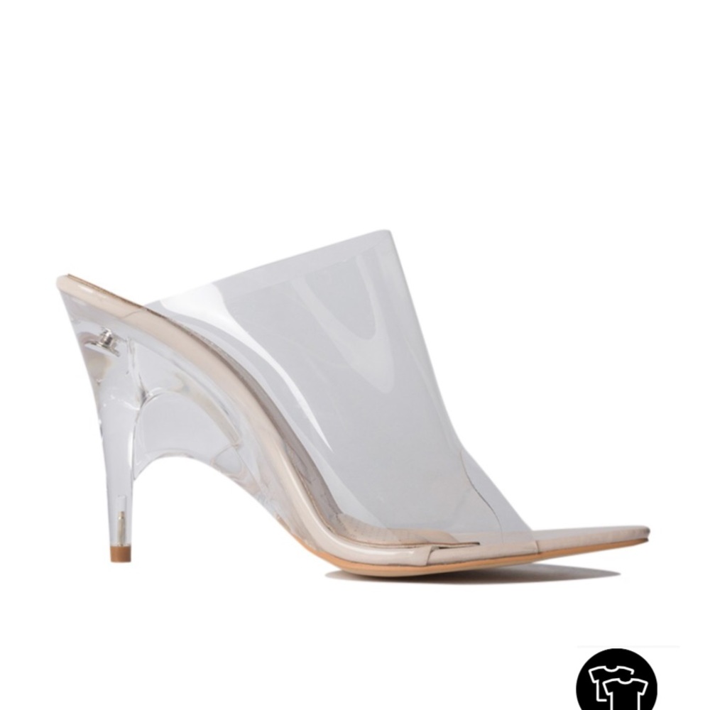 Perspex clear heeled mules
